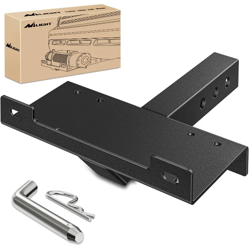 Trailer Hitch Winch Mounting Plate 10 x 4 1/2 Winch Bracket Winch Mounting 2 Inch Receiver Hitch Heavy Duty Steel