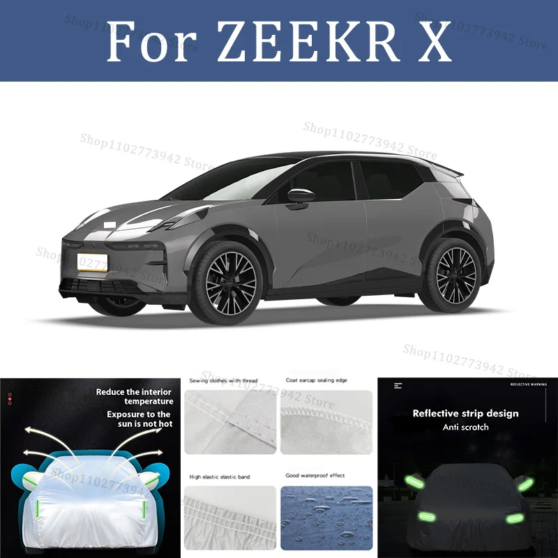 

Car Cover For ZEEKR X Full Exterior Black Silvery-Auto Cover Sunshade Dustproof Waterproof Reflective strips cars accessories