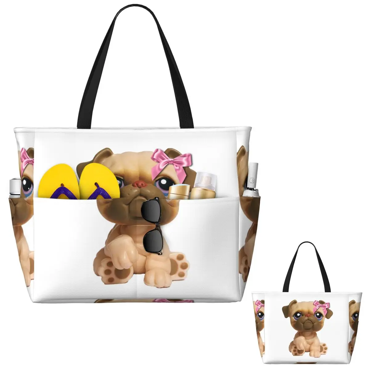 Coquette Littlest Pet Shop LPS Bulldog 451 Praia Sacola Esporte Ginásio Yoga Duffle Grande Sacola Mulheres Bolsa de Viagem Bolsa de Fitness