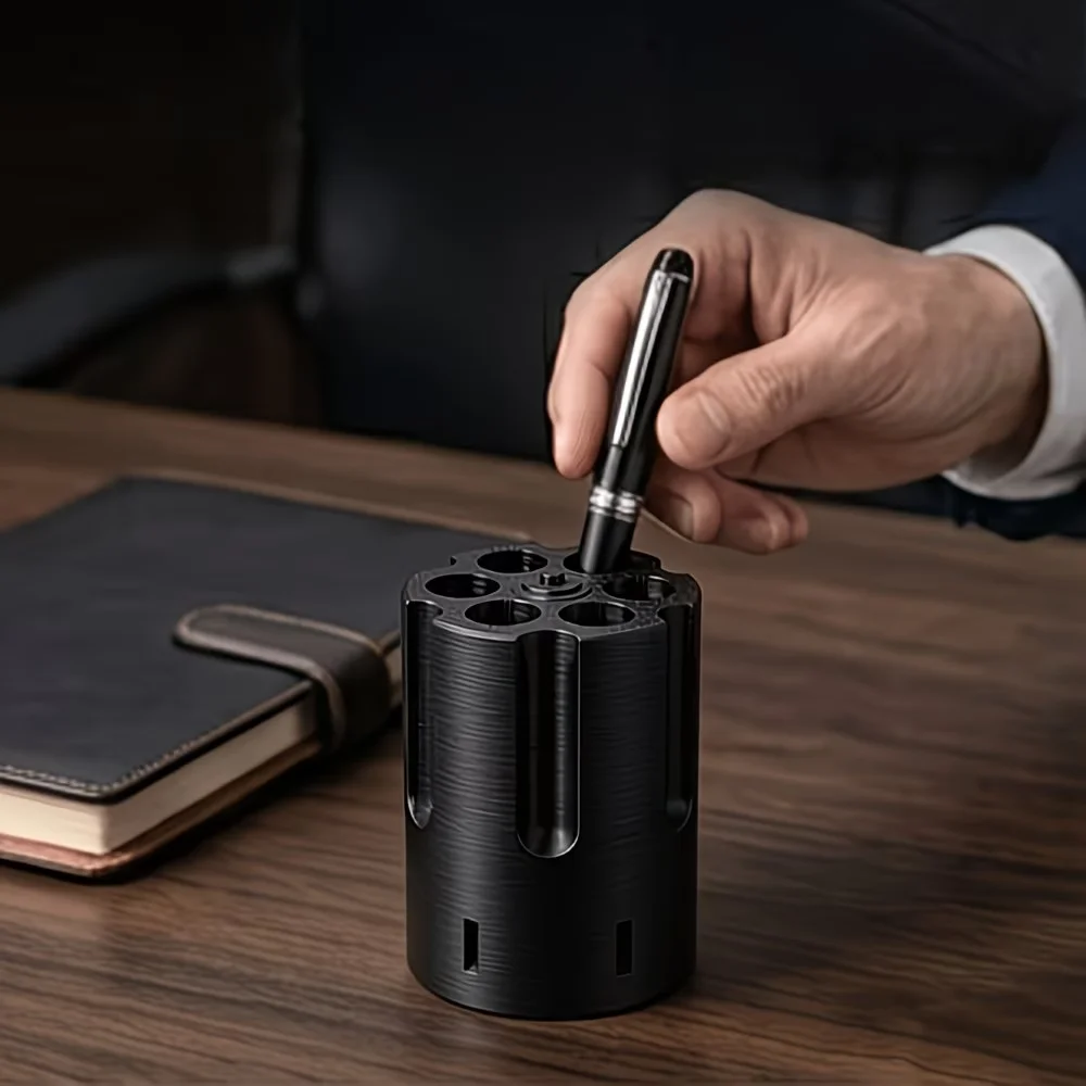 Revolver Pen Holder Creative Gun Shape Desk Organizer Pencil Stand Storage Desktop Ornament Home Office Decor Novelty Gift