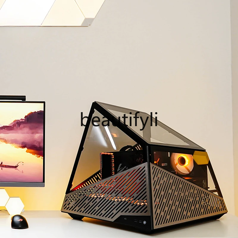 1 The new pyramid supports 4090 graphics card size, double water-cooled figure, transparent four-sided glass.