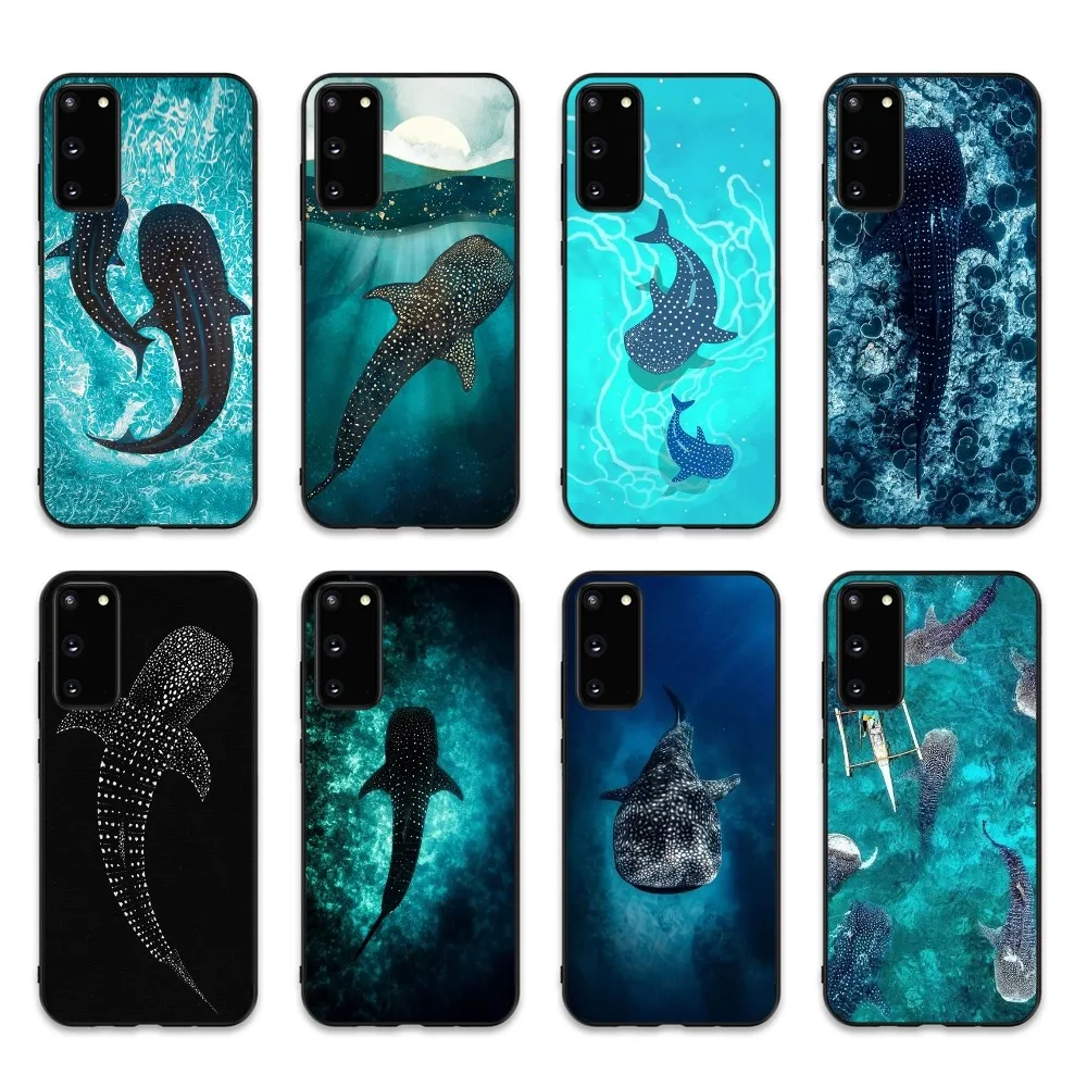 Ocean Whale Shark Swimming Phone Case For Samsung S 9 10 20 21 22 23 30 23plus lite Ultra FE S10lite Fundas