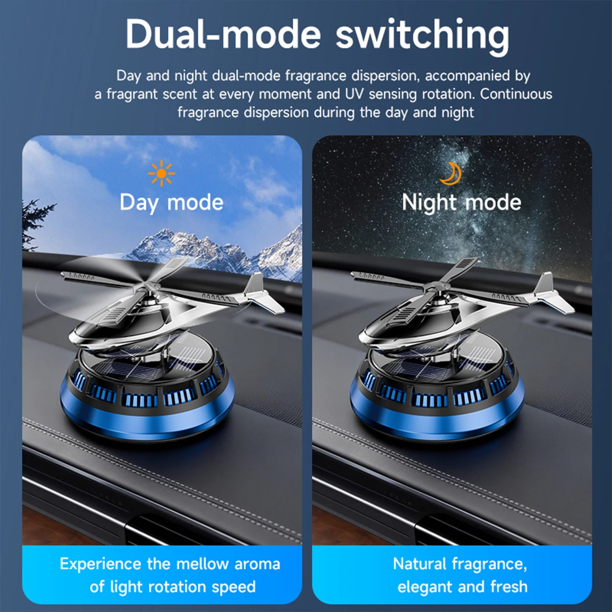 Solar Powered Rotation Helicopter Solar Aromatherapy Car Air Freshener Fragrance Car Decor Interior Auto Aroma Diffuser