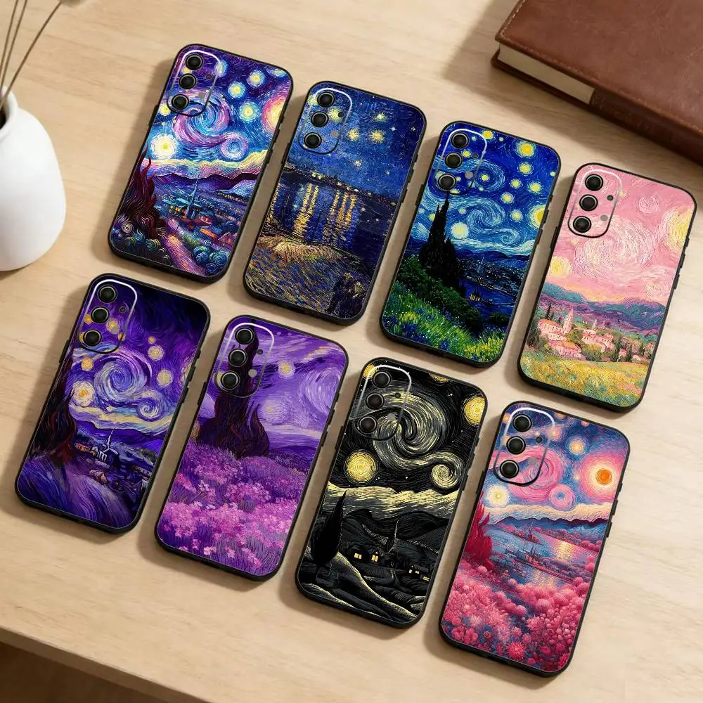

V-Van G-Gogh The Starry Night Phone Case For Samsung Galaxy A73,21,22,32,71,53,52,51,80,5G Soft Black Cover