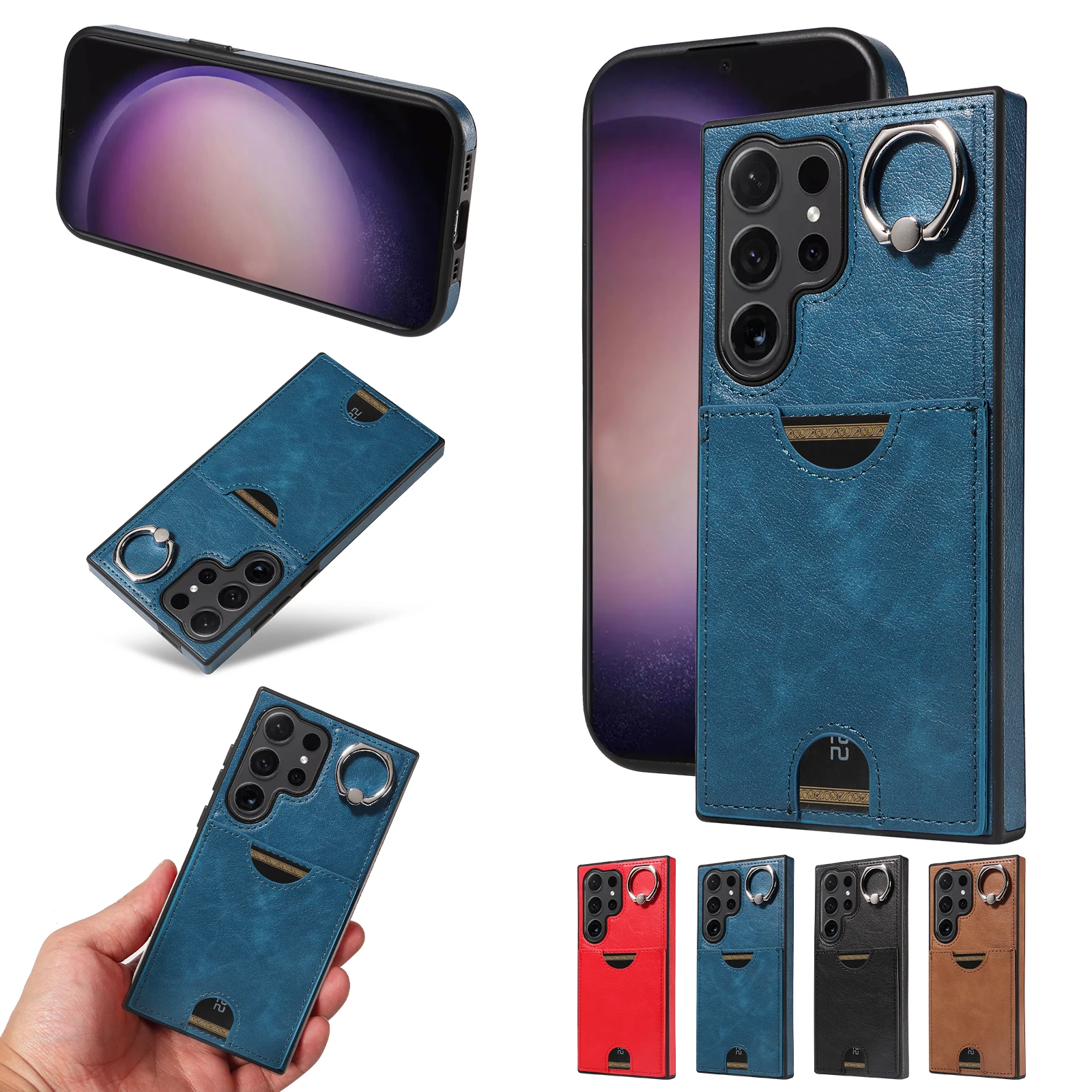 

Wristband card insertion phone protective case PU Inclusive Protective Cover for Samsung Galaxy S24 Ultra S23 Plus S22 S21 FE