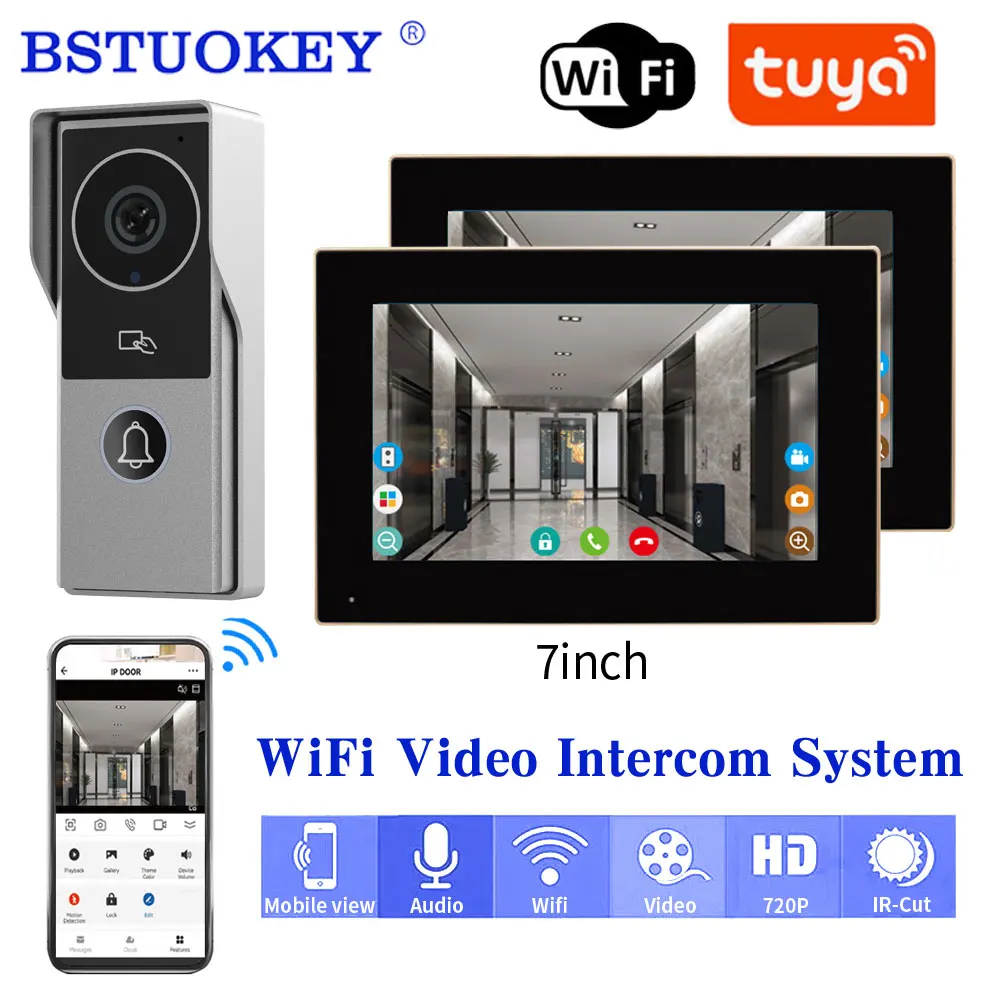 

TUYA 1080P 7/10 Inch Touch Screen AHD Wireless Wifi Video Doorbell Smart APP Home Video Intercom Kits for Access Control System