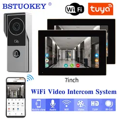 TUYA 1080P 7/10 Inch Touch Screen AHD Wireless Wifi Video Doorbell Smart APP Home Video Intercom Kits for Access Control System