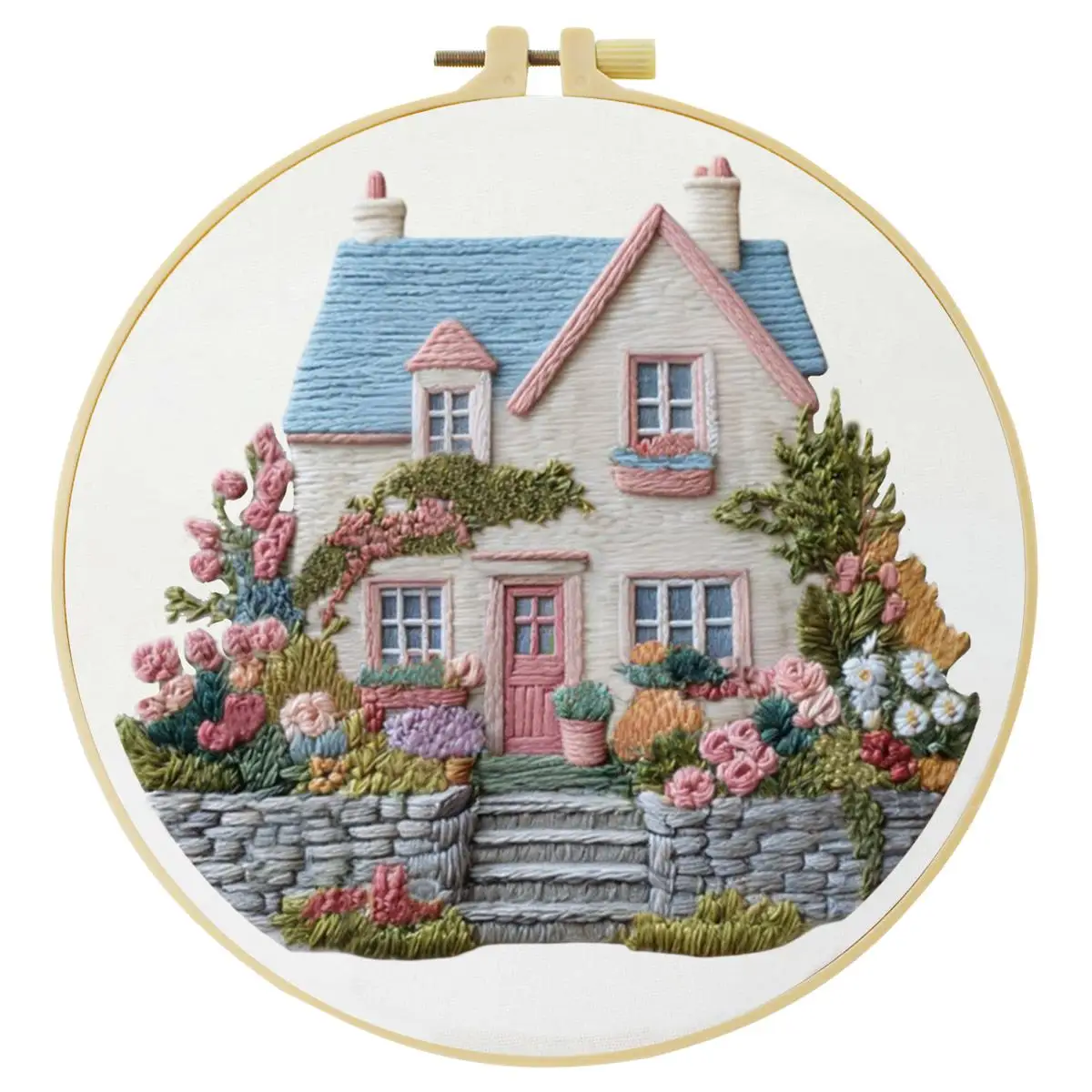 1 Stück 20X20CM/15X15CM 7,87/6,3 Zoll Großes Haus Stickerei Starter-Kit DIY-Kit DIY-Stickerei-Set Handarbeiten Nähkunst – Detail 4