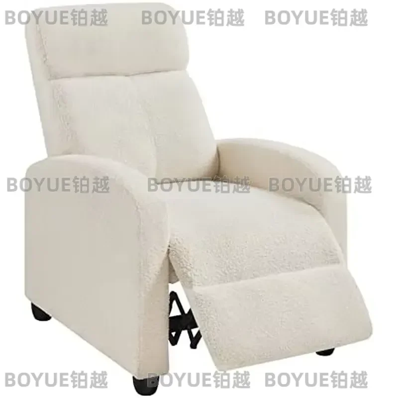 Ivory Boucle Recliner Chair with Footrest Single Sofa Armchair Adjustable Home Theater Seating Comfortable Living Room
