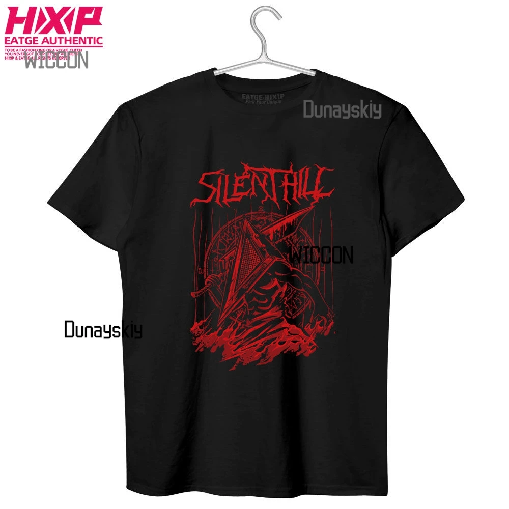 Gamw الصامتة تأثيري التلال مثلث رئيس تي شيرت لعبة الرعب الكلاسيكية سايلنت هيل الأسود تي شيرت مطبوع تأثيري هالوين الصيف