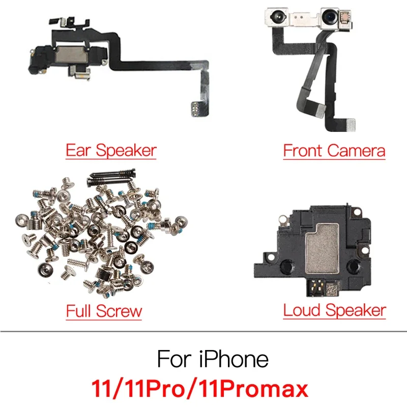 Front camera ear speaker flex cable for iPhone 11 pro Max full set screw and bottom loud speaker ring