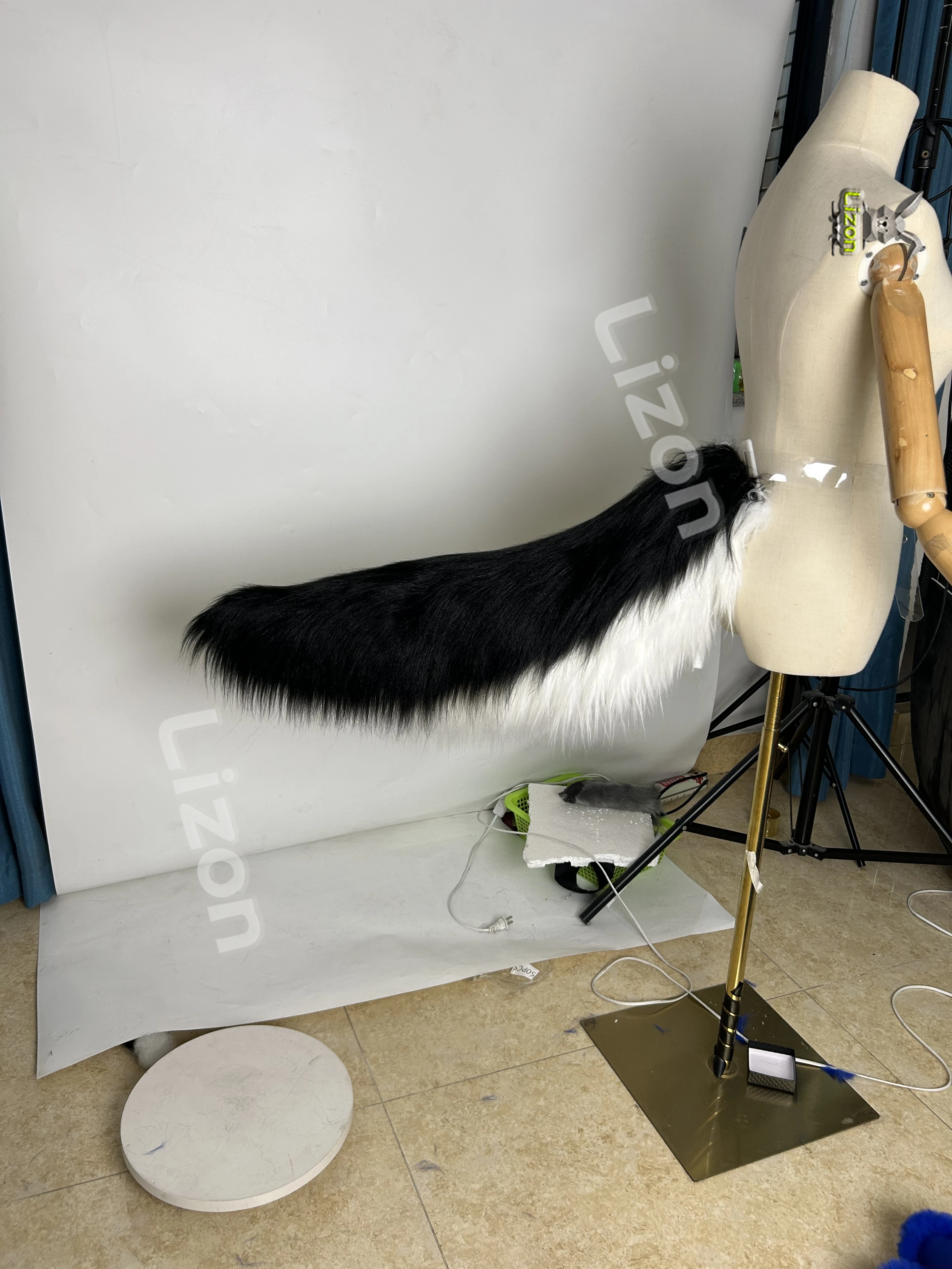 Loona Cosplay Fox Tail Balck and White Big Furry