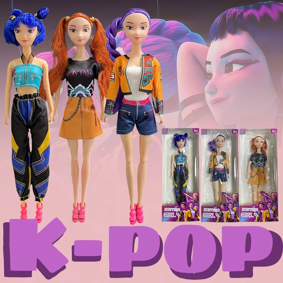 Figurines d'action en vinyle de 30 cm, personnages de dessins animés K-Pop Demon Hunters, groupe de filles Kpop, Rumi Zoey Mira, poupées modèle, cadeau de Noël pour filles