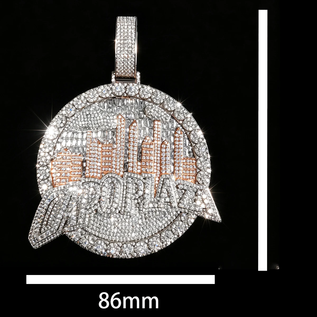 18K Gold Plated Hip Hop Pendant City Skyline Custom Perfect Gift For Party Club Daily Wear Bling Sparkling Ornament Round Medallion Necklace Charm Full Micro Paved Shiny CZ Fine Jewelry For Men Women Rap Music Culture Statement Accessory