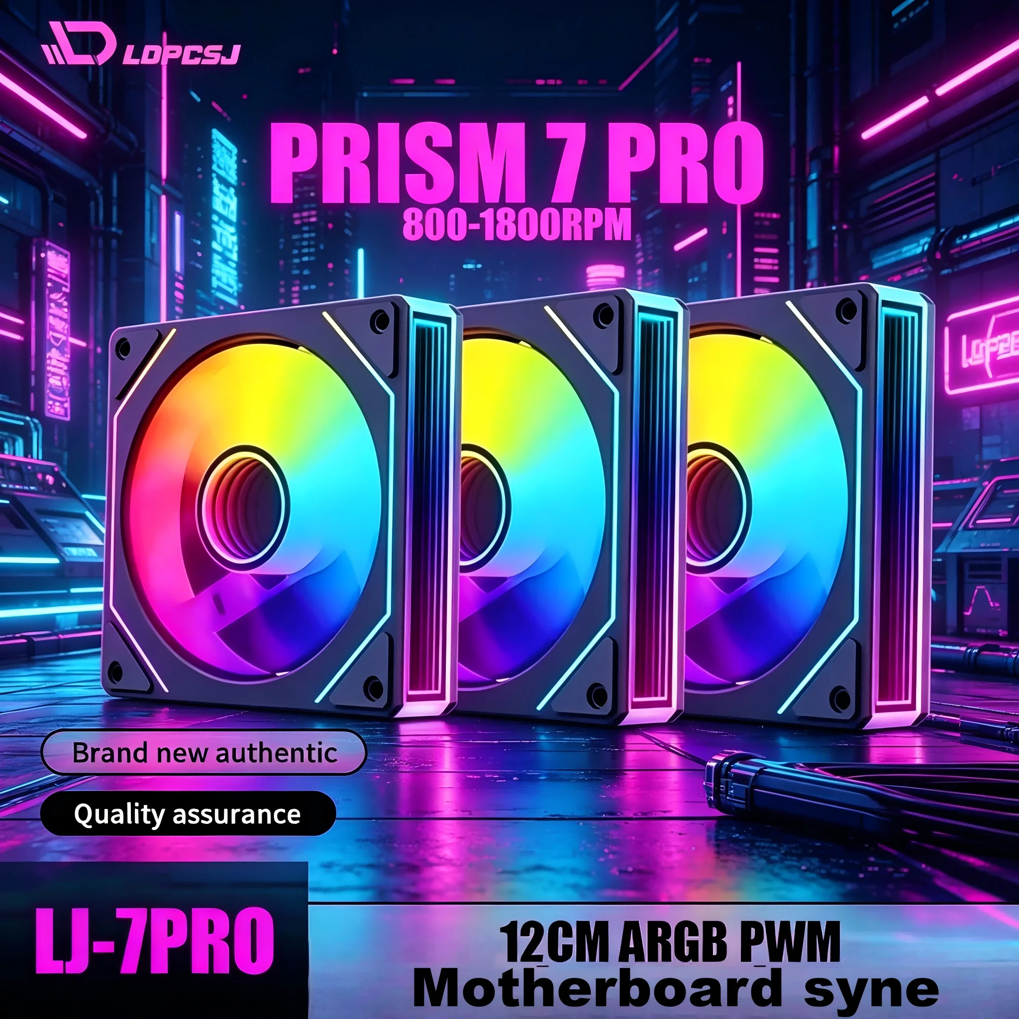 LDPCSJ Prism 7 PRO 120mm ARGB Case Fan - Infinity Mirror Design, 4PIN PWM & Motherboard Lighting Sync
