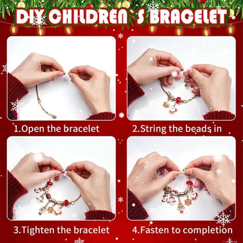 24 Days Advent Calendar Jewelry Gift Box DIYs Christmas Bracelet Set Surprise Gifts Countdown Christmas Advent Calendar