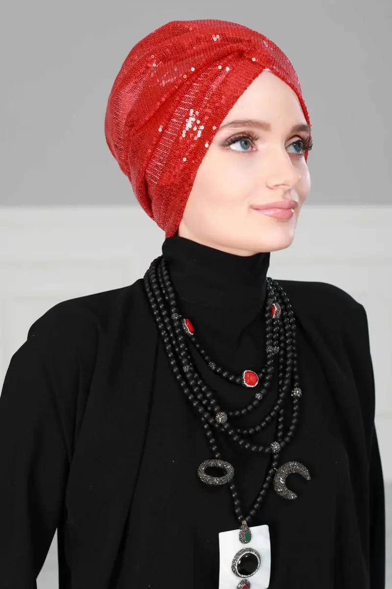 osso hijab sequined vermelho