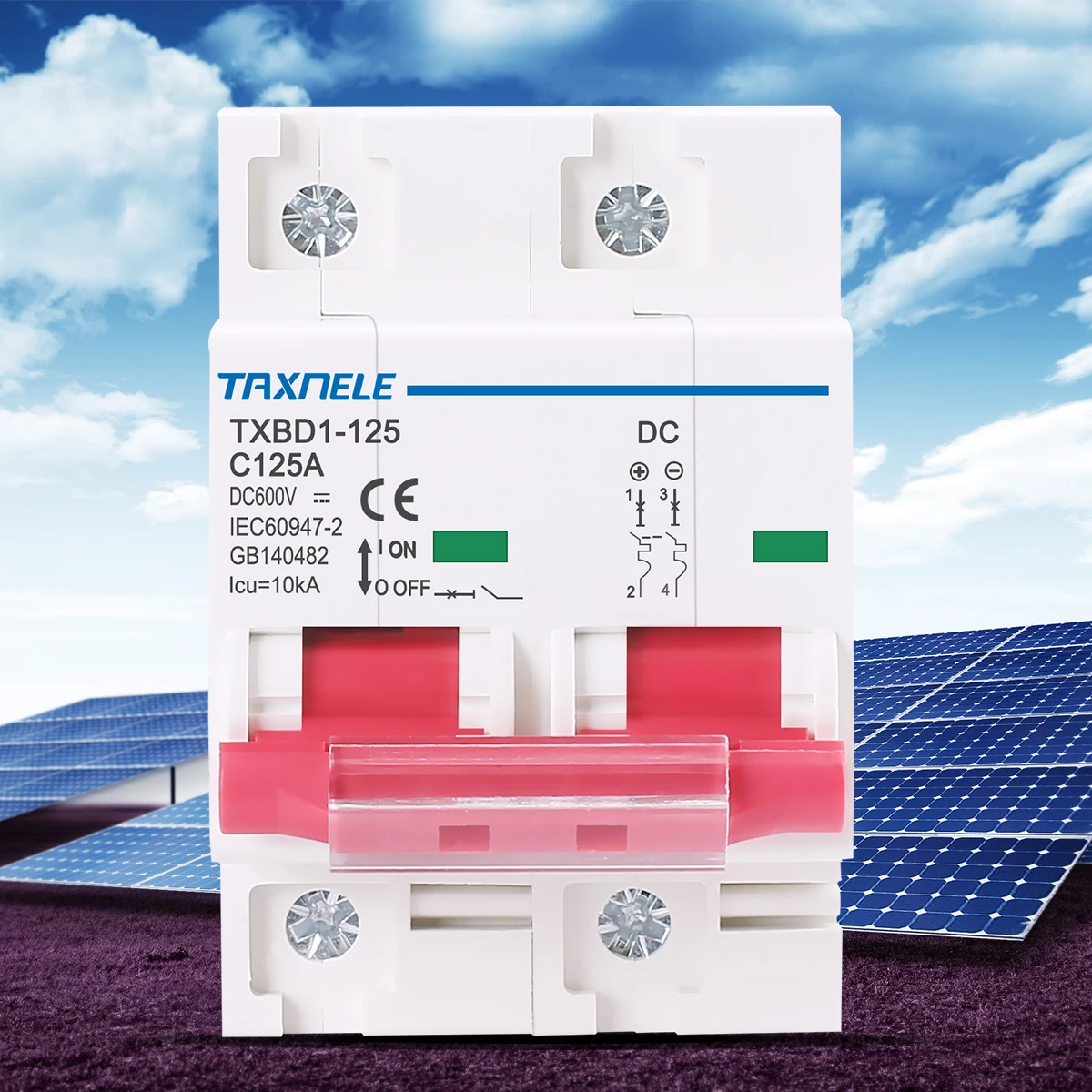 2P DC 600V Solar Mini Circuit Breaker Battery Switch 125A 100A DC MCB for Photovoltaic PV System