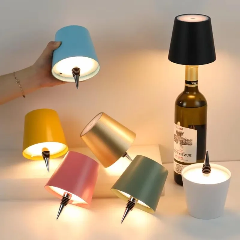 

LED Wireless Wine Bottle Lamp 3 Colors and Stepless Dimming Night Type C Rechargeable Light Suitable Bar Wine Bottles Desk Light