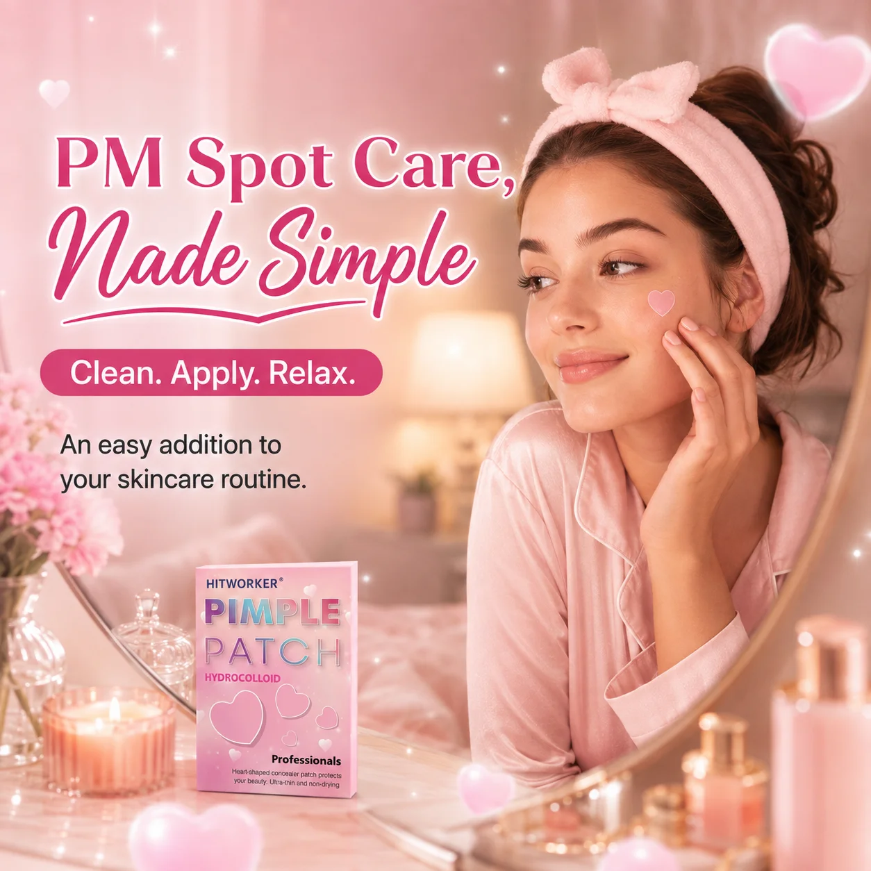 120pcsHydrocolloid Pimple Patches Heart Shaped Ultra Thin Blemish Cover Stickers for Face Daily Skin Care