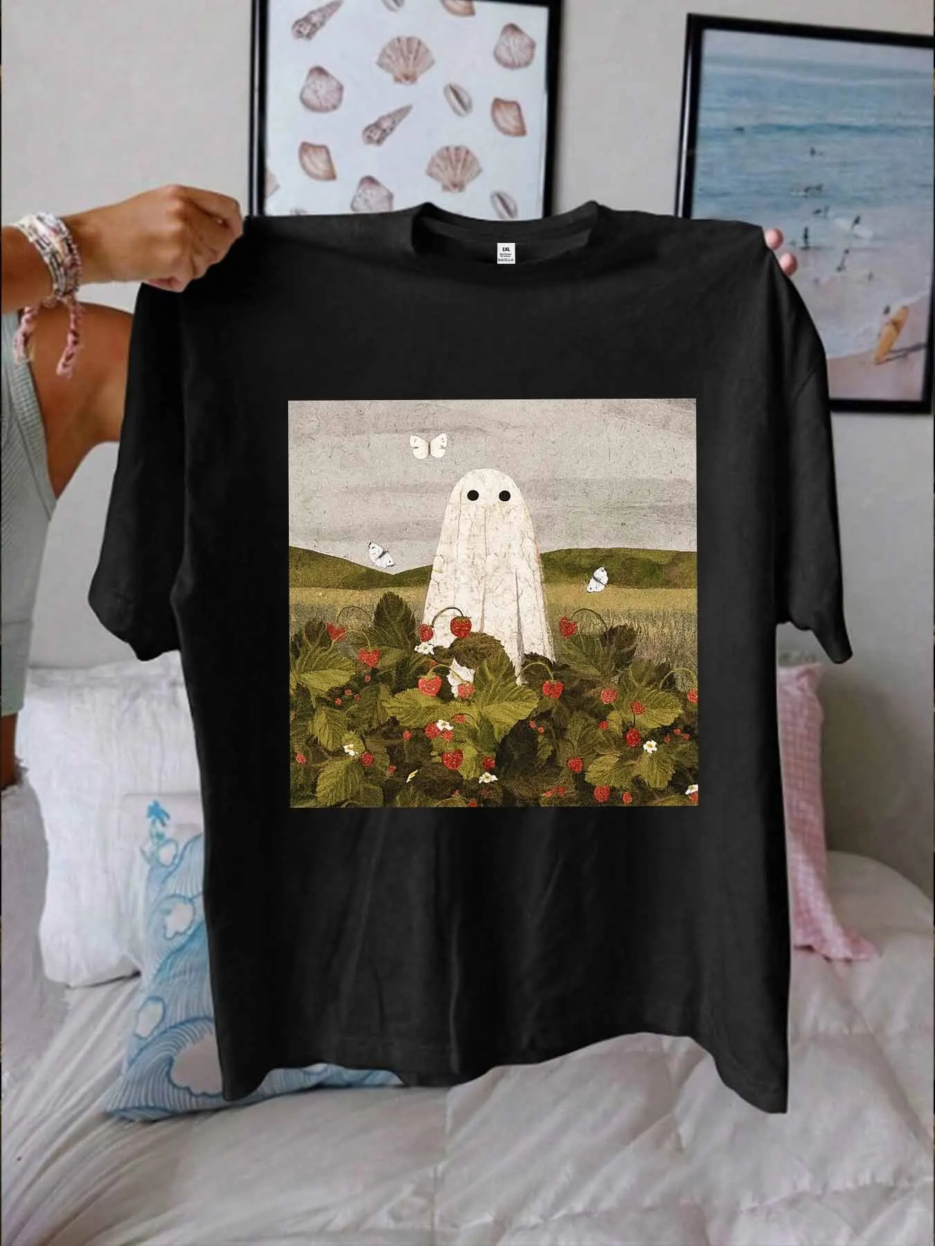 

【WY13144】Женская футболка больших размеров с круглым вырезом и короткими рукавами, эластичными полурукавами и модными принтами