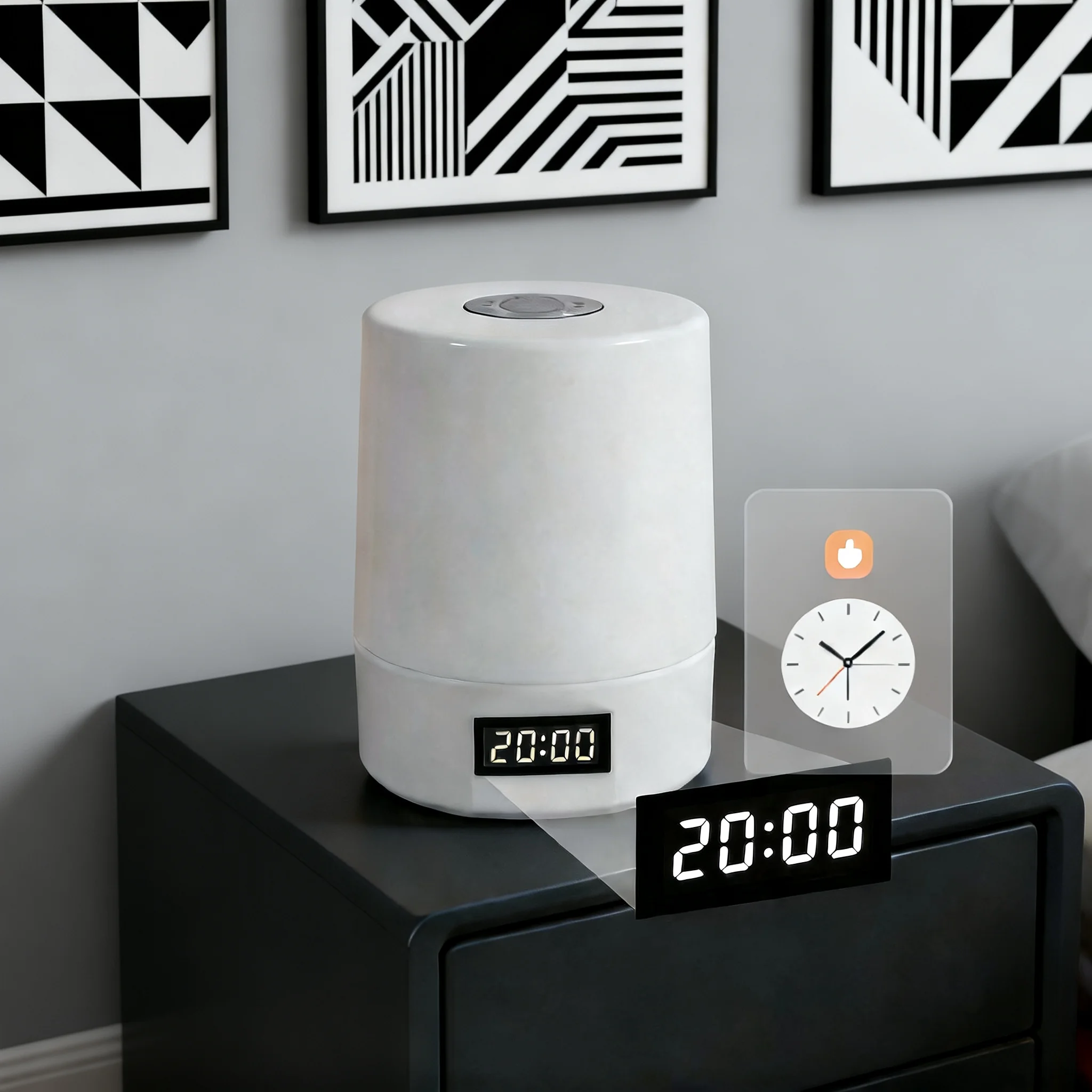 Modern Smart Bedside Lamp with Clock Display Remote Control LED Ambient Light Adjustable Brightness Night Lamp for Bedroom Gift