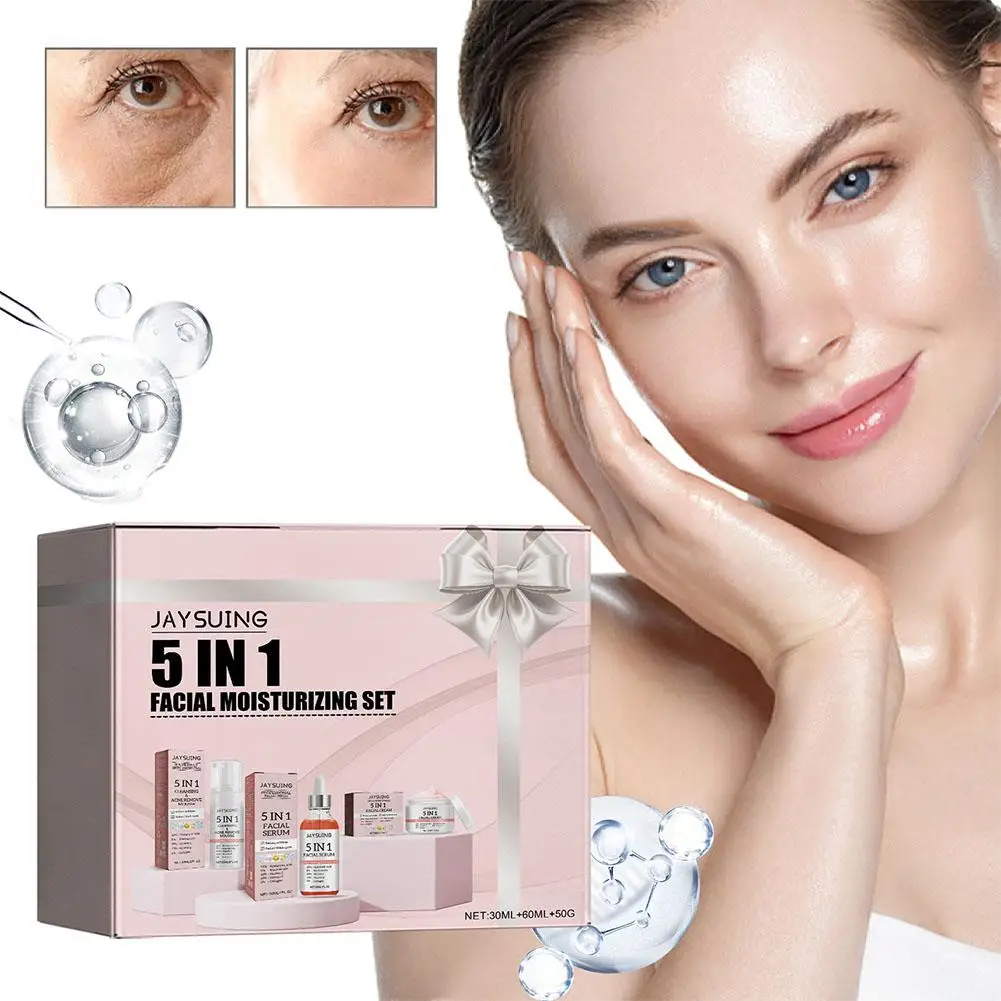 5 In 1 Anti Ag-ing Serum Fade Fine Lines Anti Wrin-kle Dark Remove Shrinking Lifting Sp-ot Cream Agin-g Whit-ening Pore Tig O1G0