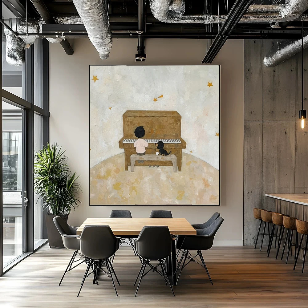 Hand-painted Oil Paintings City Landscape Canvas Paint  Modern Painting Wall Art For Living Room Decor Mural Gold Leaf Picture