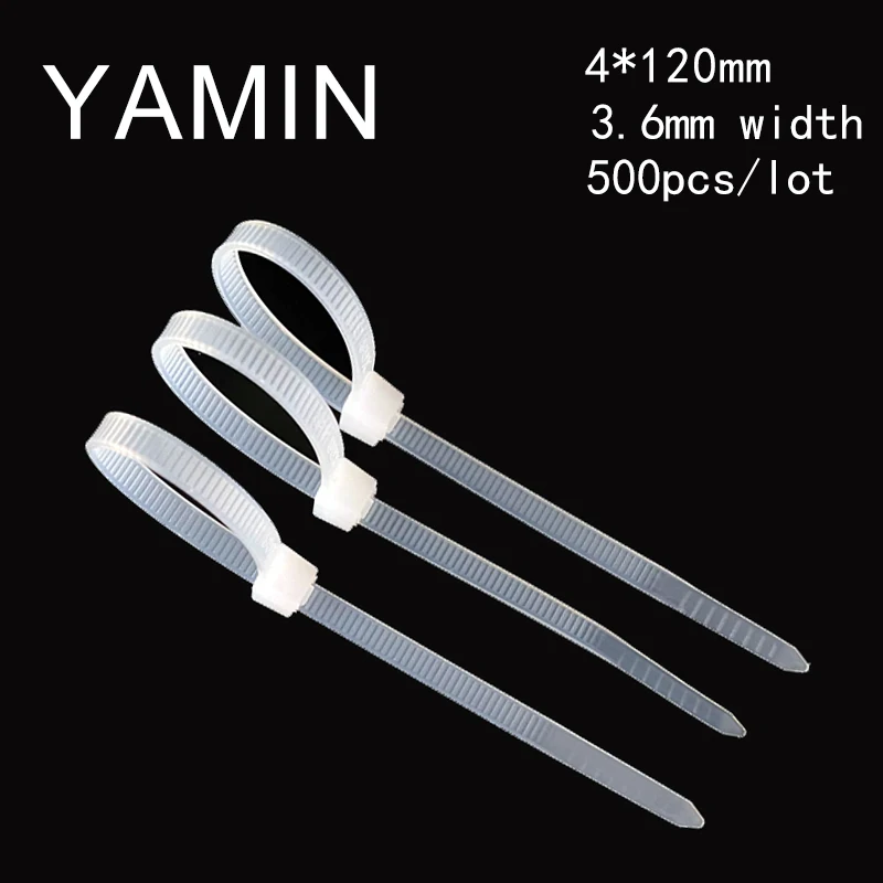 

4*120mm 500pcs/lot 3.6mm Width 120mm Length Nylon Cable Tie White/Blakc Wire Zip Self-locking Latching Type