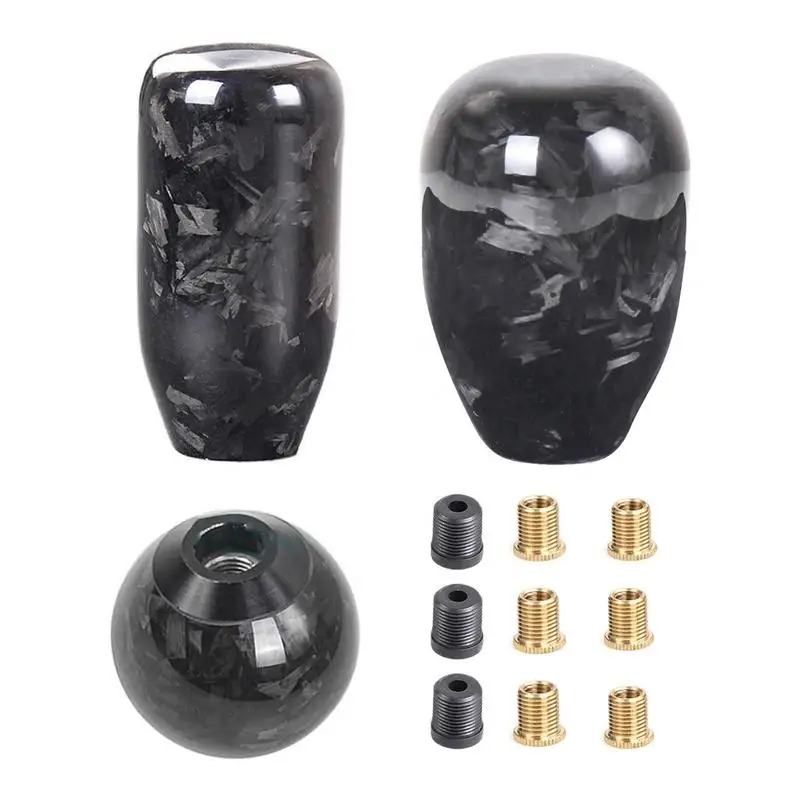 Shift Knob Gear Shifter Knobs With 3 Adapters Forged Real Modified Carbon Fiber Universal Shifter Manual Transmission Vehicles