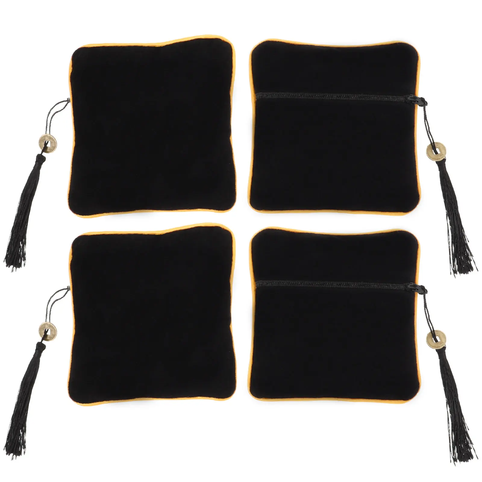 

Набор из 5 штук: Мешочки для украшений в китайском стиле из мягкого ворсистого материала на молнии, маленькие сумки для хранения ювелирных изделий для путешествий, дома и подарочной упаковки