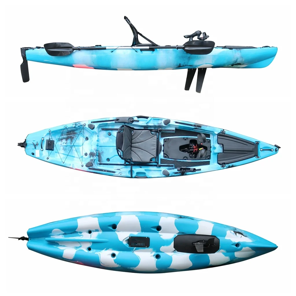 Vicking 12ft Single Person Inflatable Fishing Kayak with Pedal Drive Wholesale PE Plastic Sea Ocean Touring Kayak/Canoe