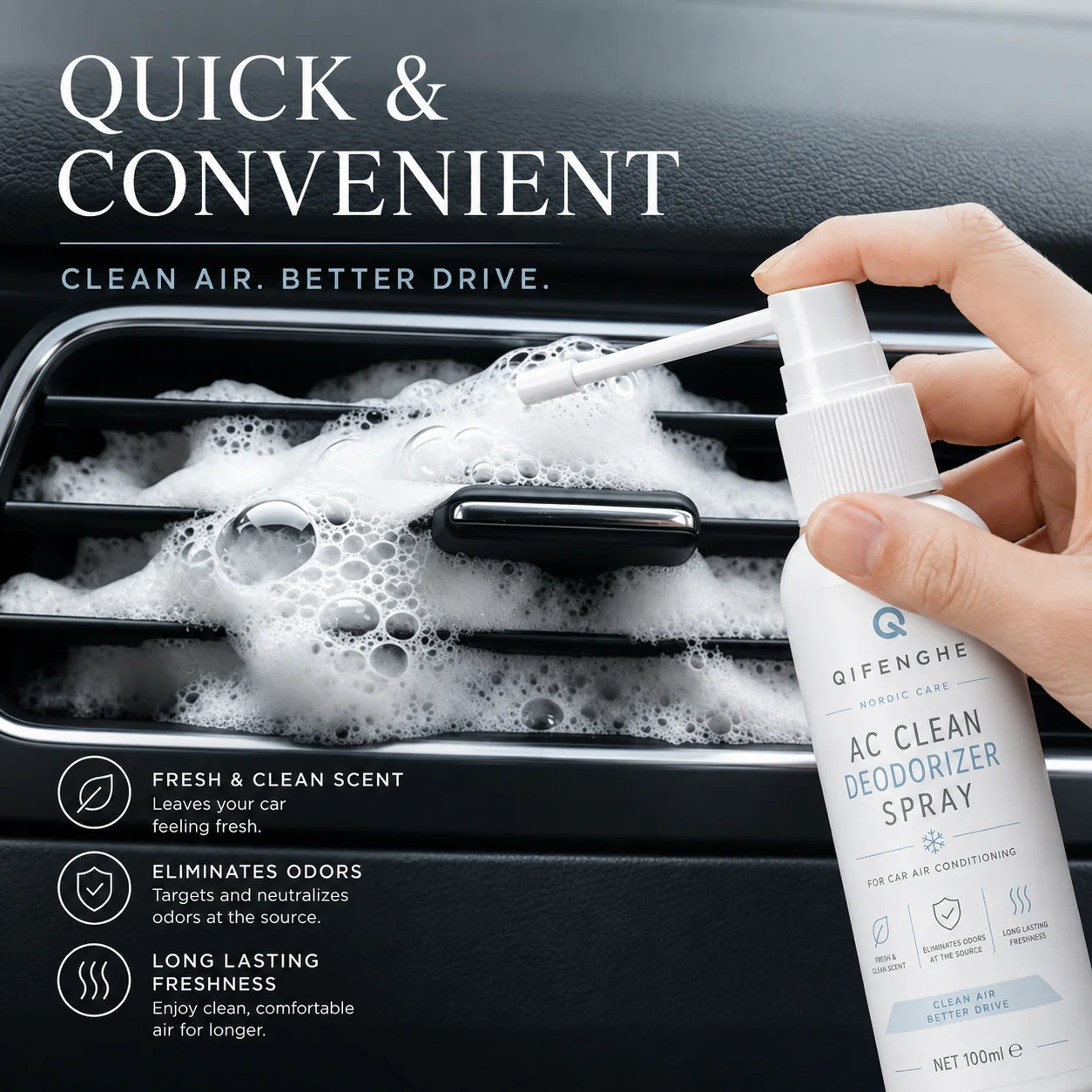 Car Air Conditioner Cleaning Spray, Remove Odor Dust Mold, Summer Air Conditioner Vent Foam Cleaning Deodorant Car