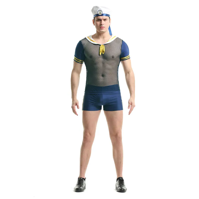 

Male Role Play Shorts Halloween Purim Male Navy Cosplay Costume Nightclub Carnival Party Sexy Men Sailor Fancy Dress