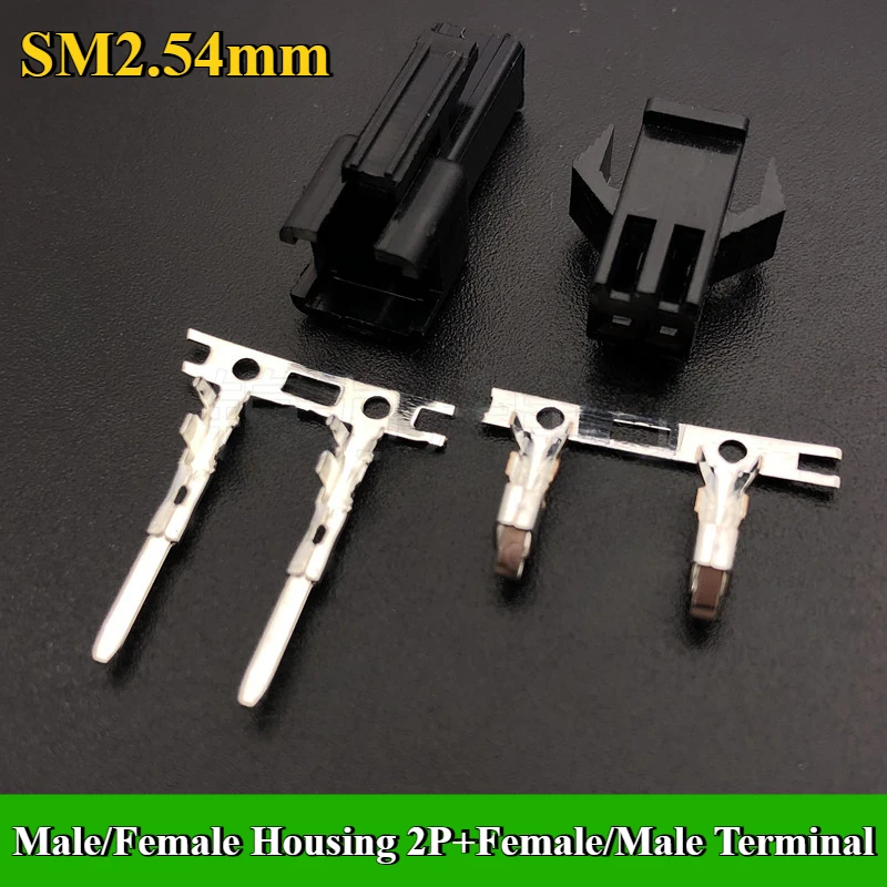20Sets/lot SM2.54mm Male Female Housing+Terminal Pitch 2.54mm 2P/3P/4P/5P/6P/7P/8P/9P/10P Pin SM2.54 Automobile Connector