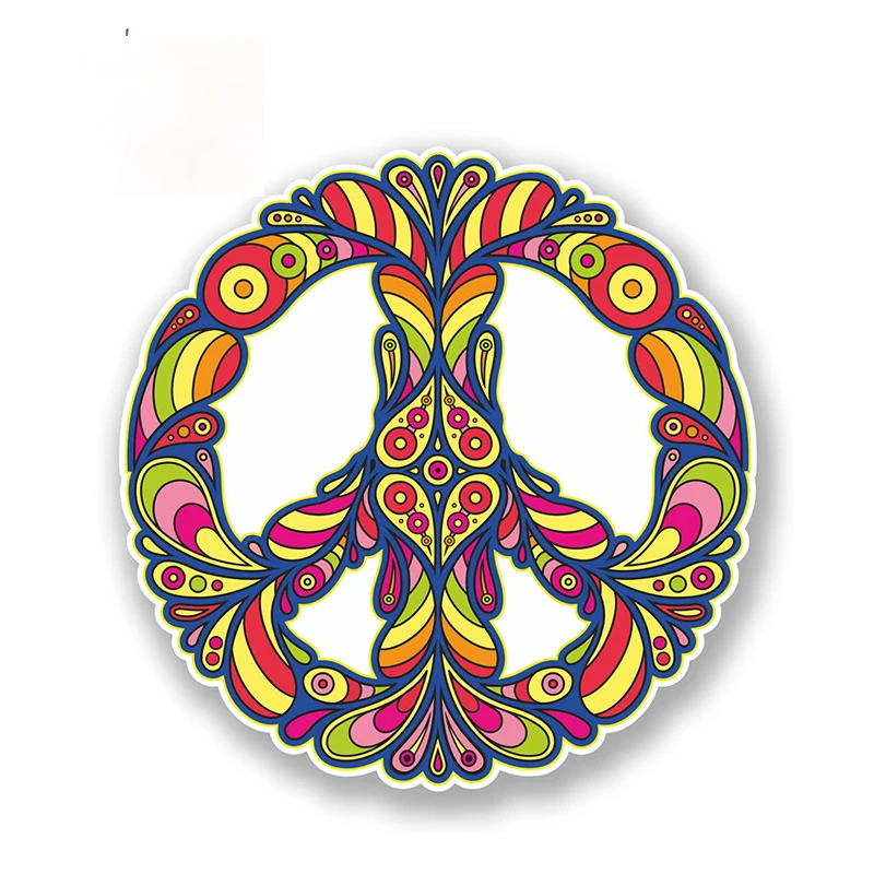 Y440# Exterior Accessories Peace Symbol Sticker Car Hippy Laptop Flower Graffiti Helmet Bumper Laptop Decal