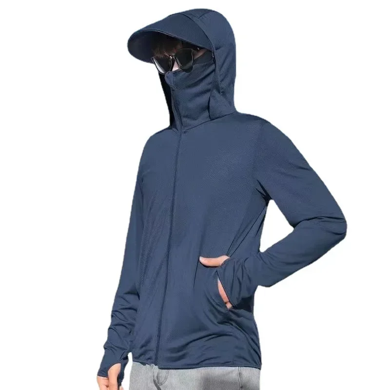 UV Protective Clothing Ice Silk Sunscreen Coat Ultra-Light Breathable Quick-Drying Long Sleeve Sportswear Hooded Jacket For Men