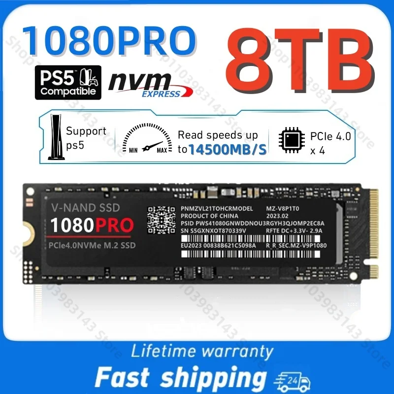 

NEW 1080PRO SSD Original M2 2280 PCIe 4.0 NVME 4/2/1TB Solid State Drive Read 14500MB/S Internal Hard Disk for Xbox/Laptop/PS5