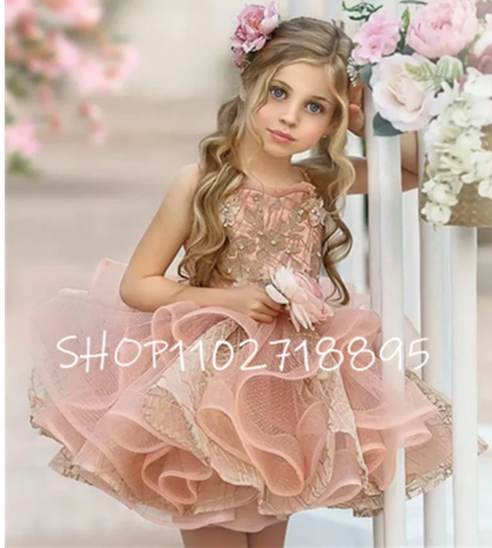 Flower Girl Dress Sheer Full length 3D Butterfly Kids Cloth Baby Girl Birthday Dress Big Bow