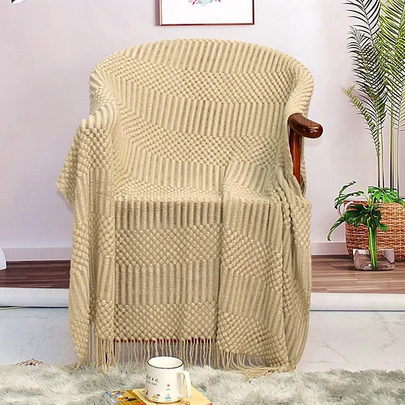 Soft Bubble Knit Throw Blanket Nordic Light Luxury Sofa Cover Towel Bed Scarf Home Decor Blankets
