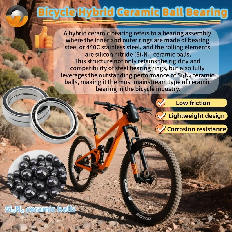 

1Pcs 6800 6900 6000 Series Hybrid Ceramic Bearing ABEC-9 Bicycle Bottom Brackets & Spares 15267 16100 17287 Si3N4 Ball Bearings