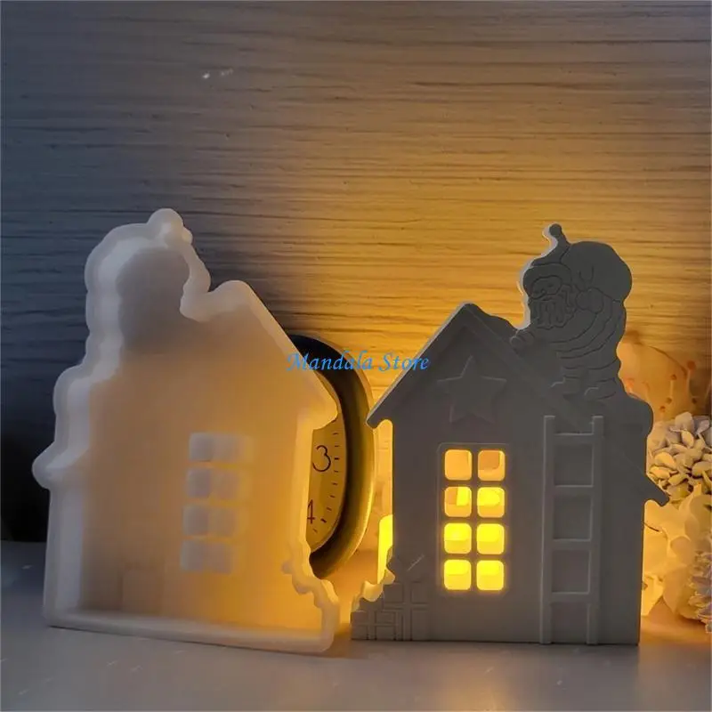 

U2JC Christmas House Resin Silicone Molds Silicones Concrete Cement Moulds