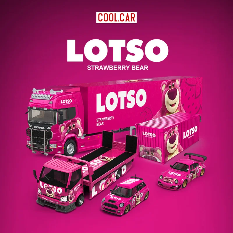 1-64-964-ミニ-lotso-ストロベリーベアセット-合金ミニチュアシミュレーションカーモデル、コレクタブル装飾品、正規品在庫あり