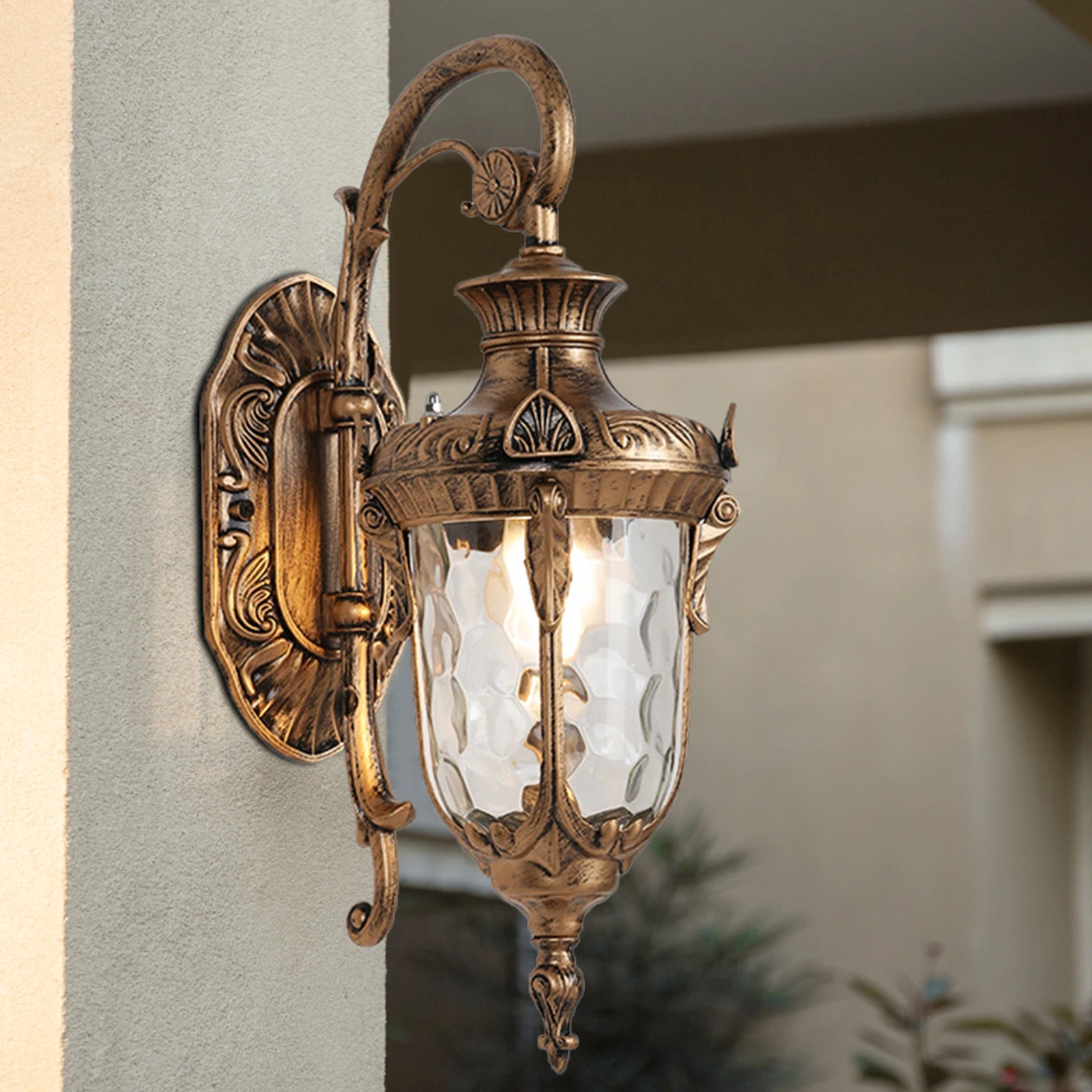 Vintage Wall Light, Retro Bronze Design, Die-Cast Aluminum, Glass, IP23 Waterproof, Easy Installation for Yard and Doorway Use