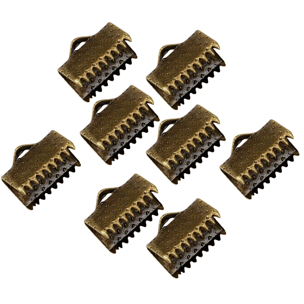 

100 PCS Horse Clasp Jewelry Plated Ribbon Ends Ma Zi Cord Zipper Clips Fastener Clasps Mazi Buckles Textured Crimp Clamps