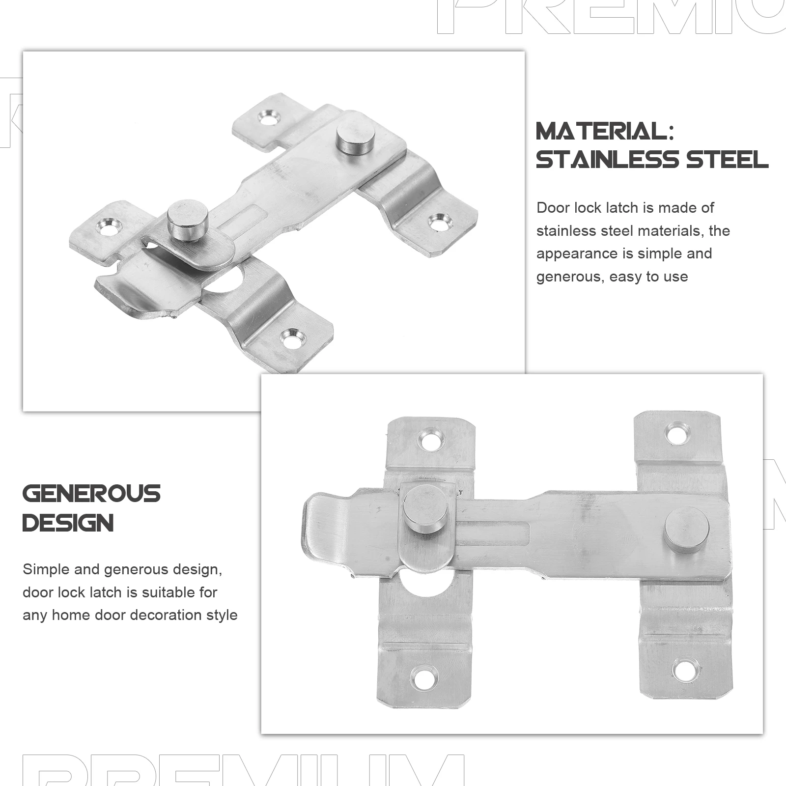 

2Pcs Stainless Steel Door Lock Latch 90 Degree Angle for Interior and Exterior