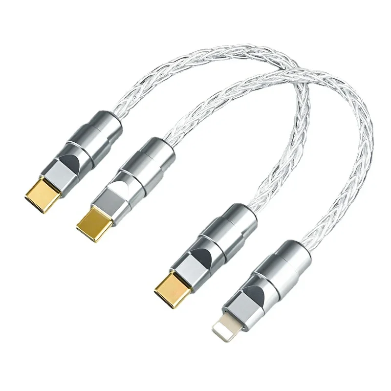 

Hi-end Pure Silver Type C To Type C HiFi Audio Cable for Headset Otg Decoder Amp Mobile Phone