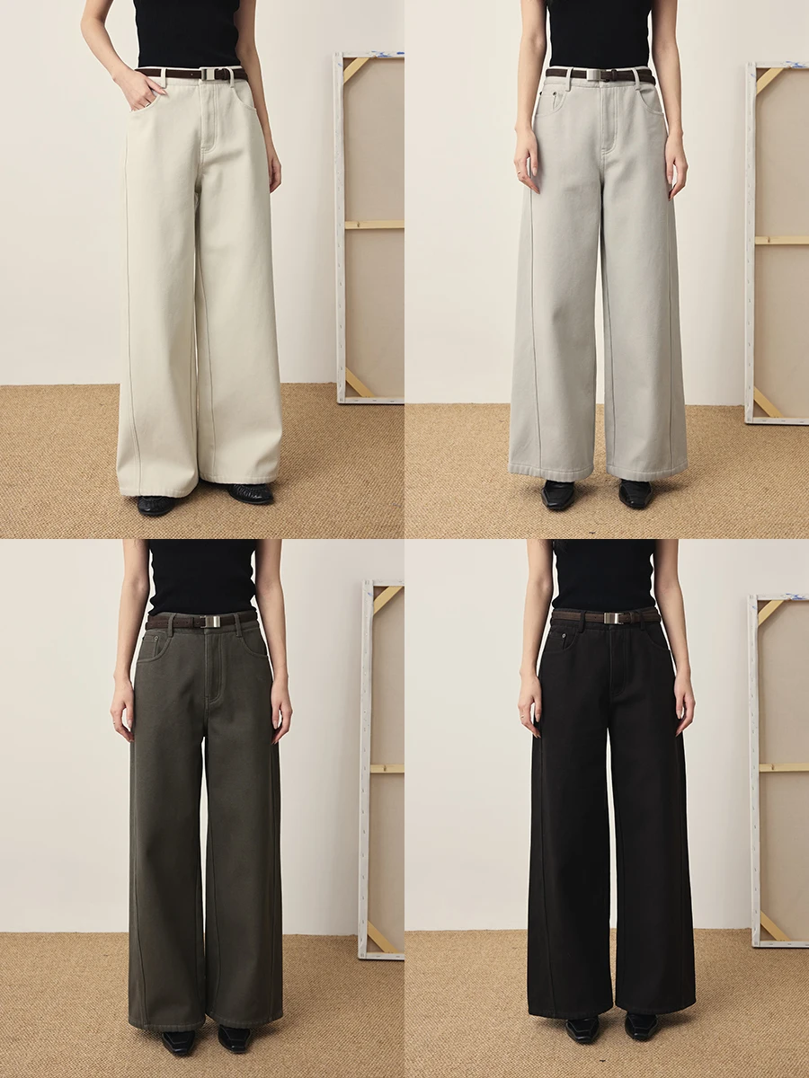 

Джинсы CAREMIND с широкими штанинами и прямым кроем, на подкладке, четыре цвета, с высокой талией, из хлопка, повседневные, зимние, женские