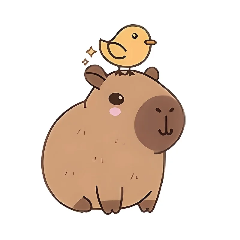 6-inch Capybara Head with Bird-topped Advanced Waterproof Vinyl Stickers, Suitable for Cars Trucks Motorcycles, Windows, Walls