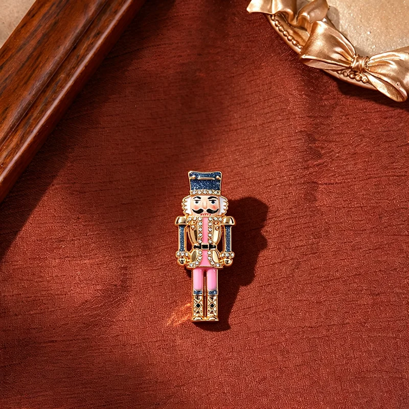 Nutcracker Soldier Brooch Enamel Walnut Soldier Puppet Series Corsage